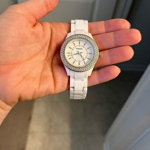 White Fossil Watch